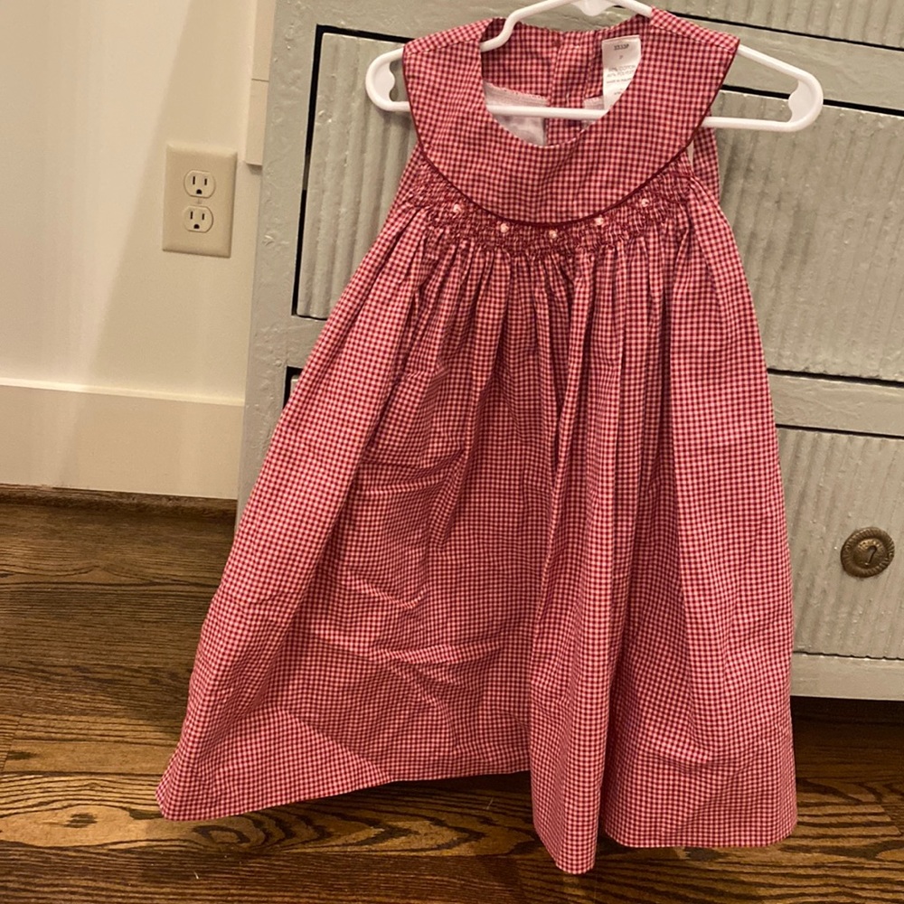 COPY - Red plaid sleeveless girls dress